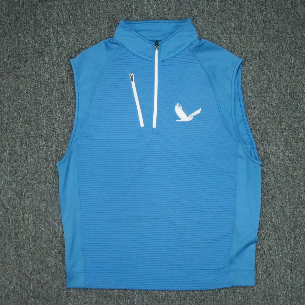 FootJoy Vest Mens Large Blue Golf Quarter Zip Sleeveless Stretch Ribbted *‎